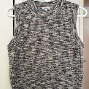 Madewell Multicolor Marled Knit Crewneck Sweater - Gray & Cream Blend